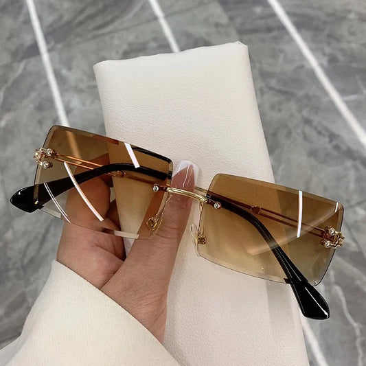 Noir Signature Shades Brown Rimless Sunglasses