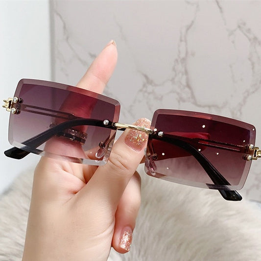 Noir Signature Shades Dark Brown Rimless Sunglasses