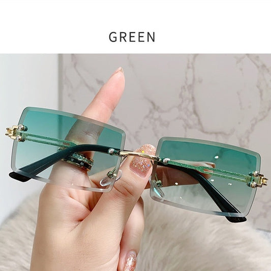 Noir Signature Shades Green Rimless Sunglasses