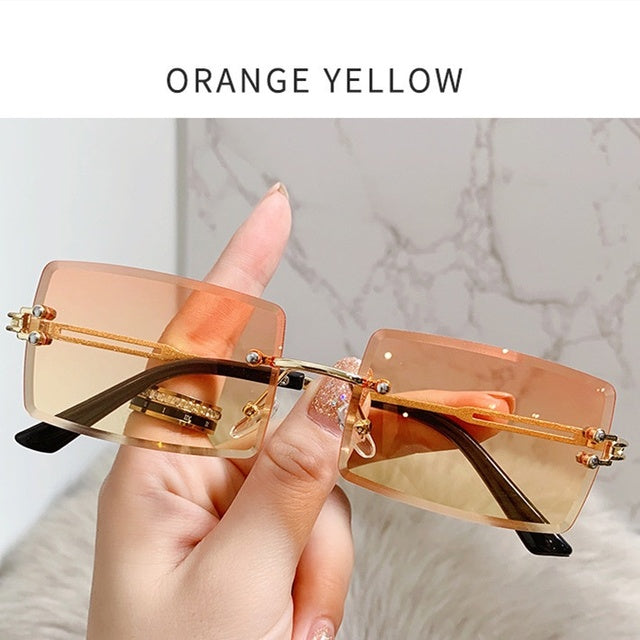 Noir Signature Shades Orange Yellow Rimless Sunglasses