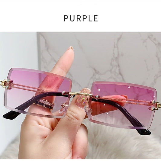 Noir Signature Shades Pink Purple Rimless Sunglasses