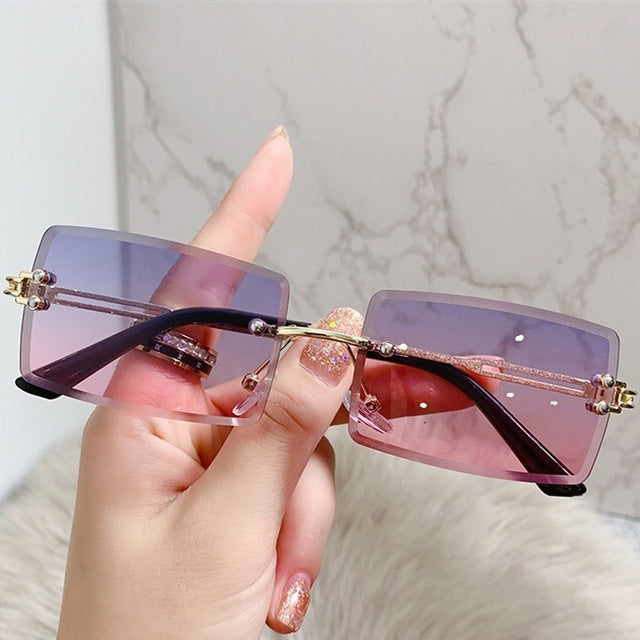 Noir Signature Shades Purple Pink Rimless Sunglasses