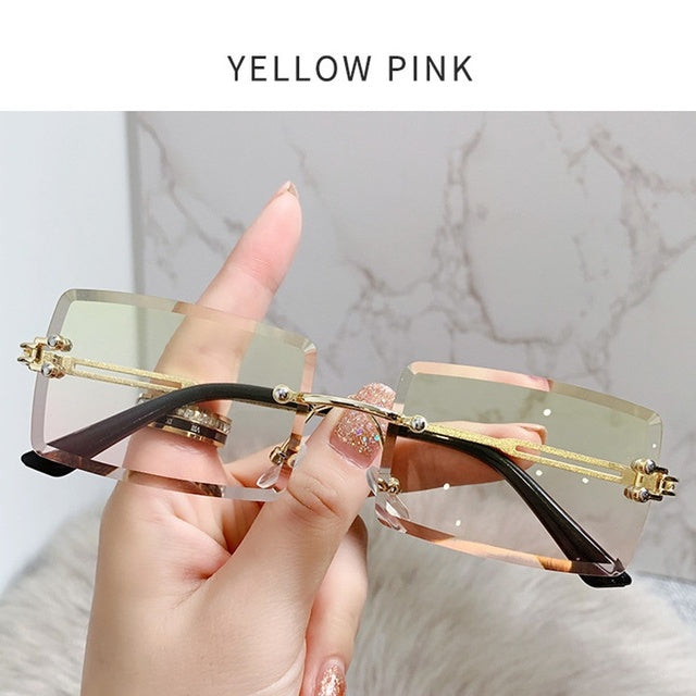 Noir Signature Shades Yellow Pink Rimless Sunglasses
